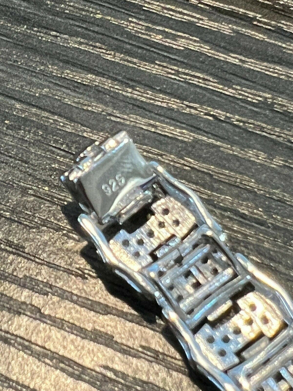 HarlemBling Mens Real 925 Sterling Silver Iced Baguette Hip Hop Bust Down Diamond Bracelet