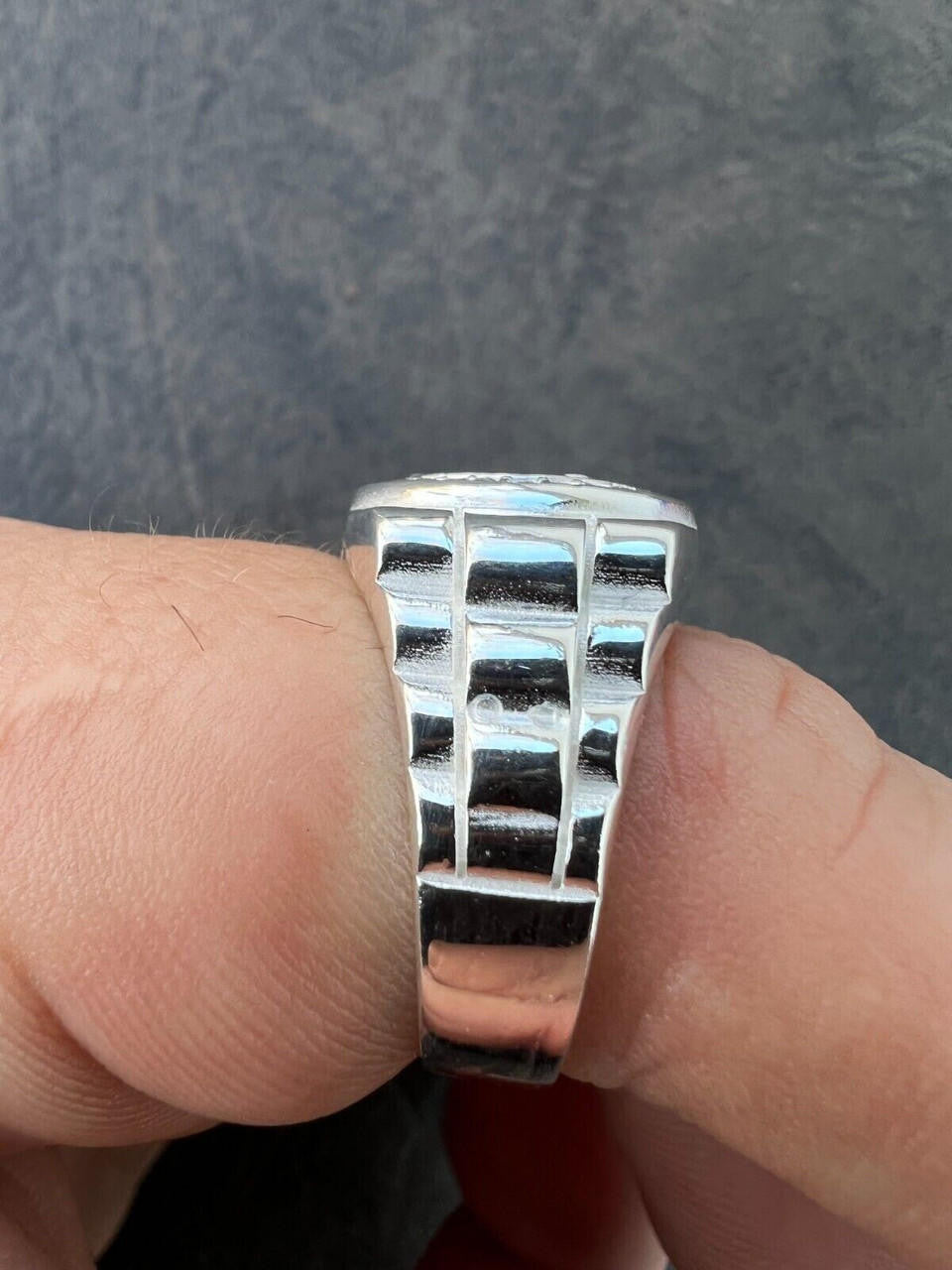 HarlemBling Mens Real 925 Sterling Silver Iced Out Rolex Crown Watch Ring