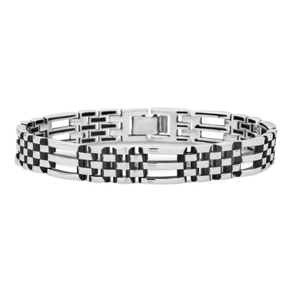 HarlemBling Mens Real 925 Sterling Silver Oxidized Black Rhodium Panther Link Bracelet 10mm