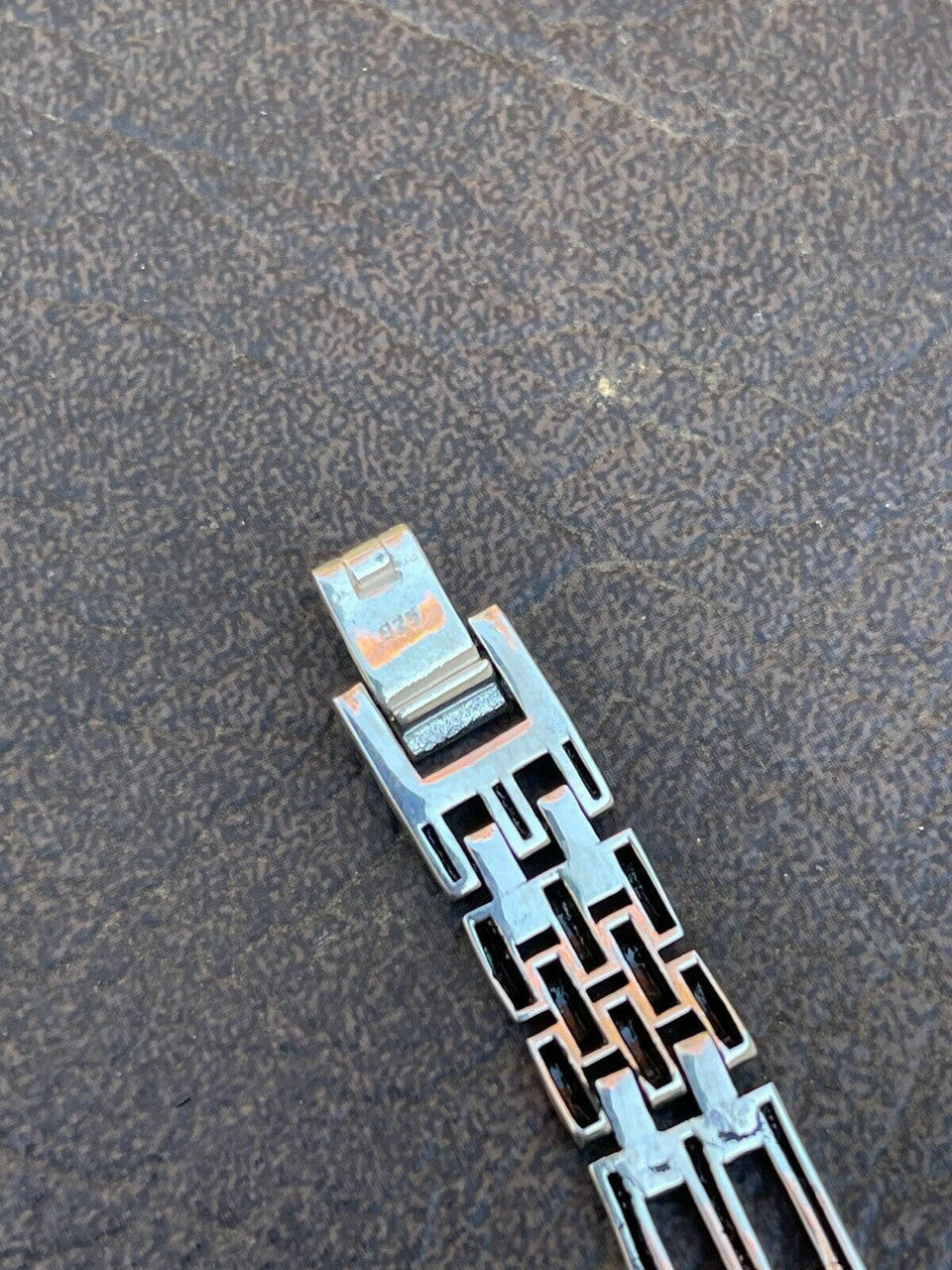 HarlemBling Mens Real 925 Sterling Silver Oxidized Black Rhodium Panther Link Bracelet 10mm