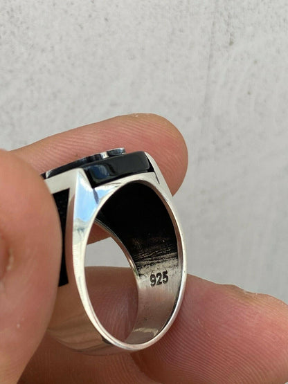 HarlemBling Mens Real 925 Sterling Silver Ring Albanian Double Headed Eagle Islamic Crescent