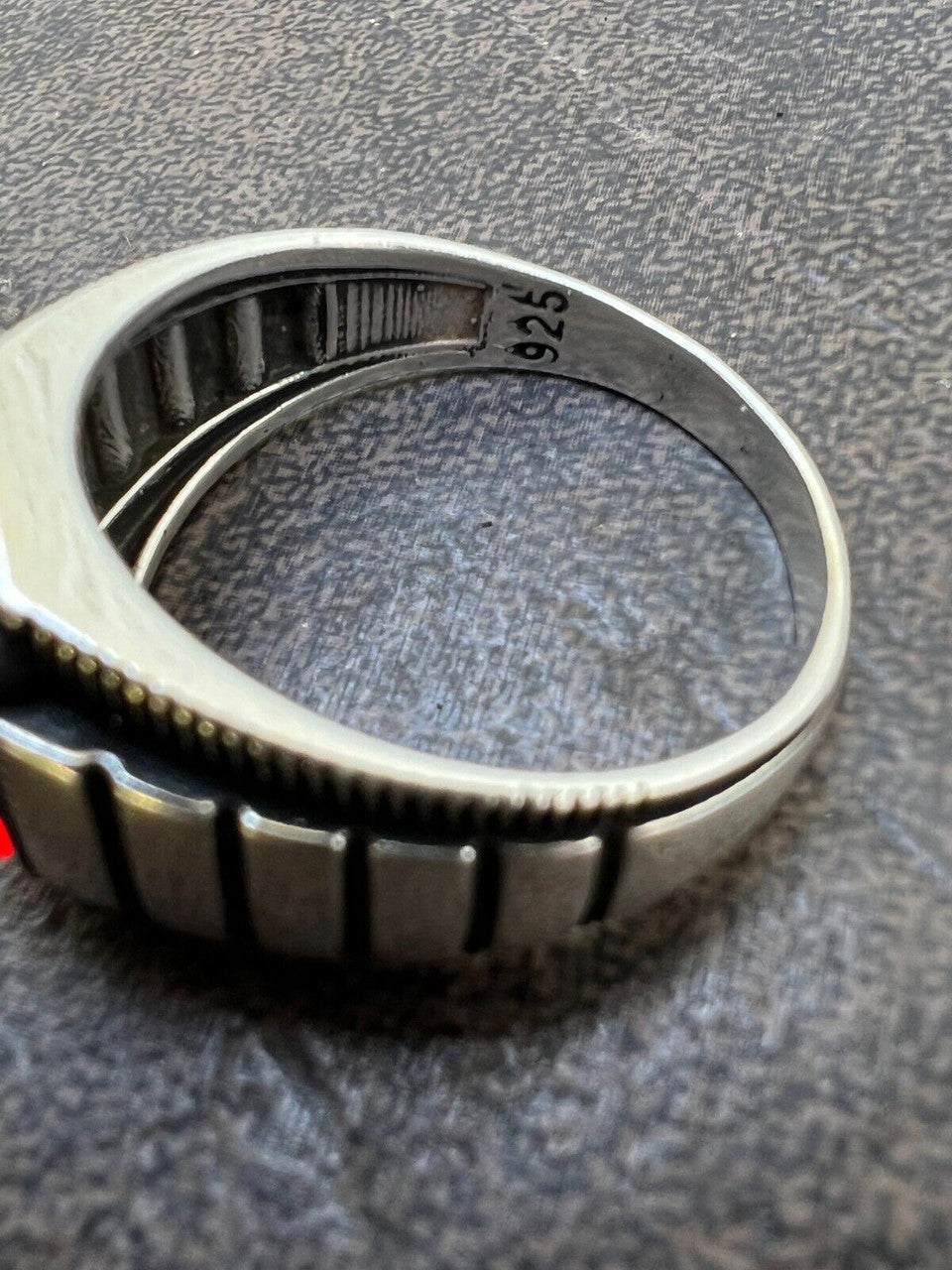 HarlemBling Mens Real 925 Sterling Silver Simulated Ruby Red CZ Gem Stone Pinky Ring Sz 7-13