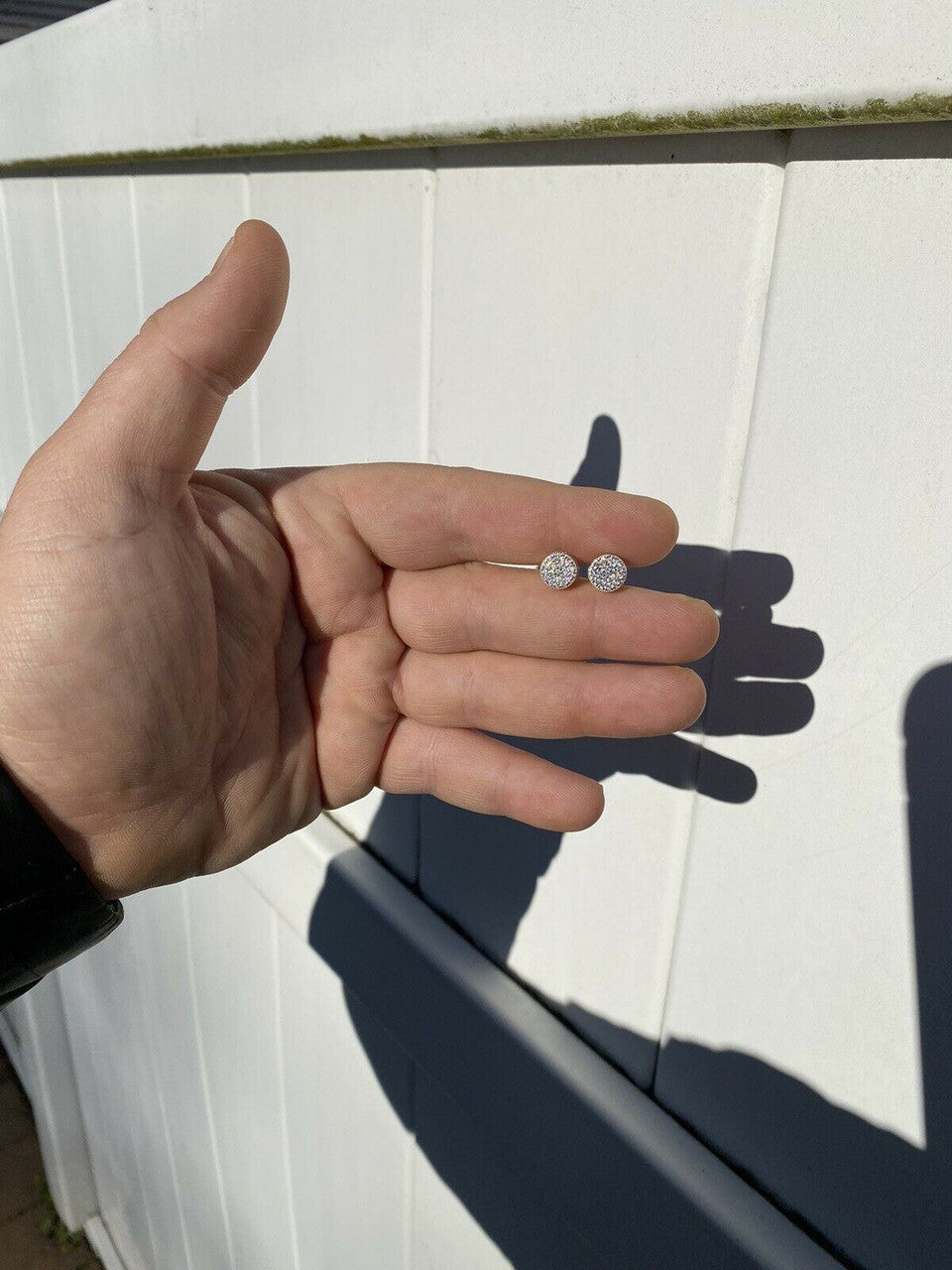 HarlemBling Mens Real Gold and Solid 925 Sterling Silver 1/3 Round Earrings Diamond Studs Ice