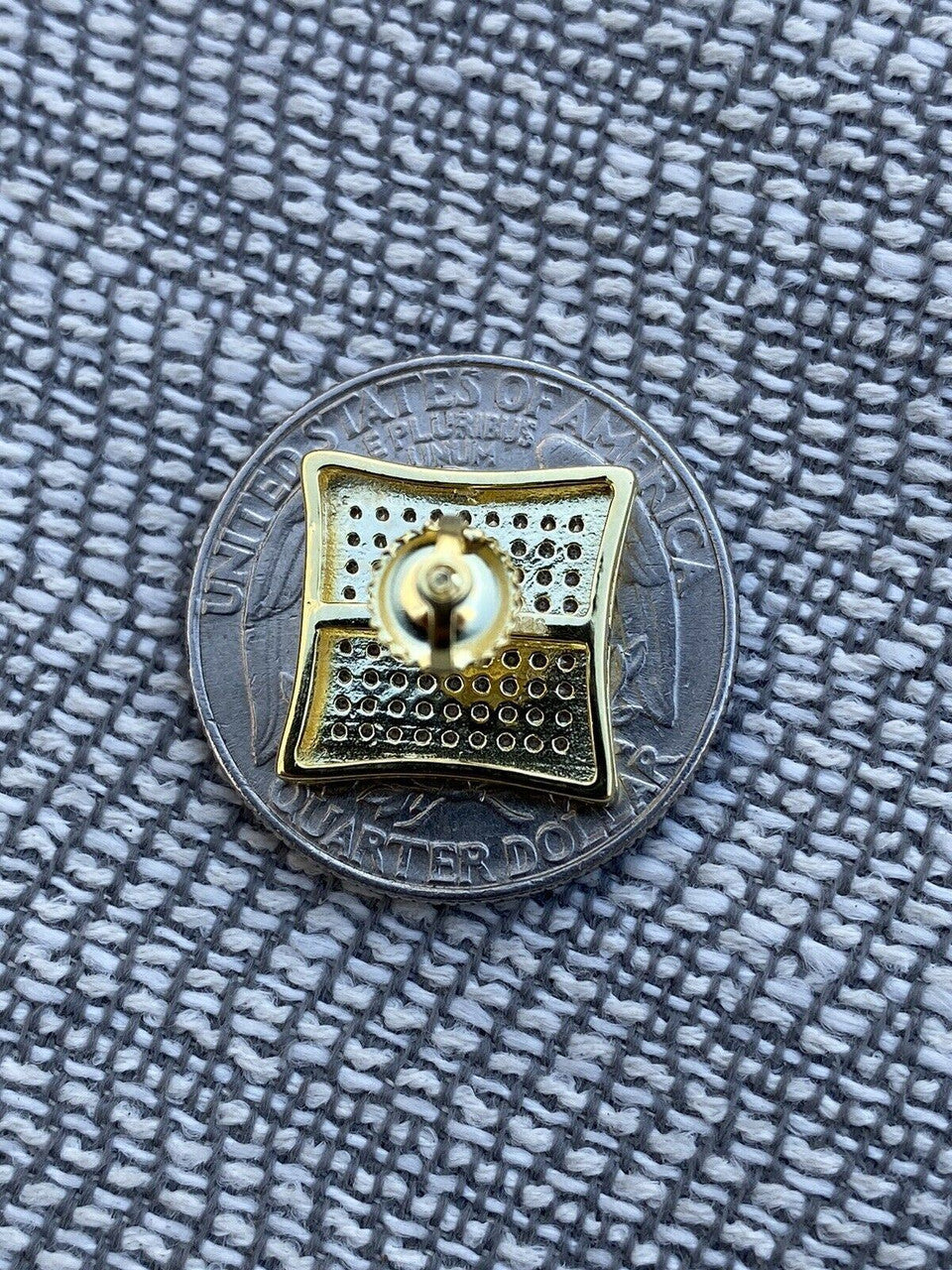 HarlemBling Mens Real Large 1/2 Kite Earrings Solid 925 Sterling Silver and 14k Gold Hip Hop