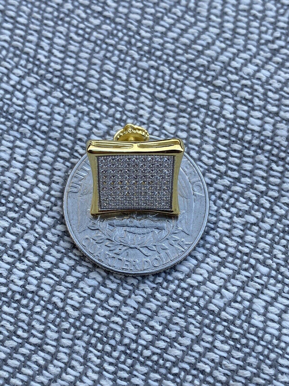 HarlemBling Mens Real Large 1/2 Kite Earrings Solid 925 Sterling Silver and 14k Gold Hip Hop