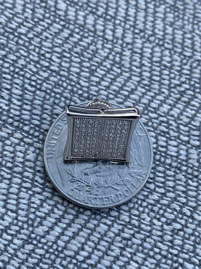 HarlemBling Mens Real Large 1/2 Kite Earrings Solid 925 Sterling Silver Iced 3ct Diamonds