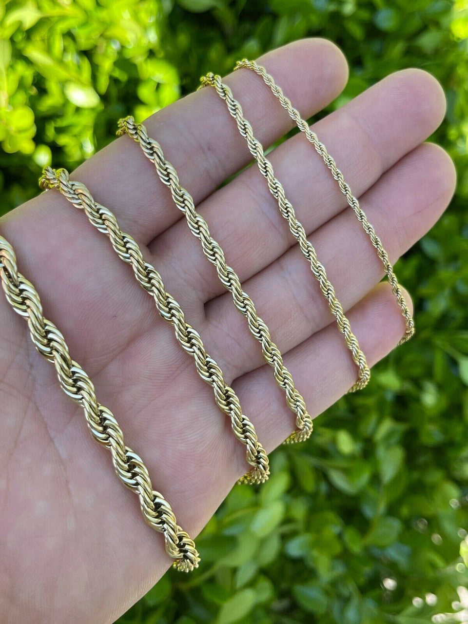 HarlemBling Mens Real Rope Chain Necklace 14k Gold Over Stainless Steel - 2mm-6mm 18-30