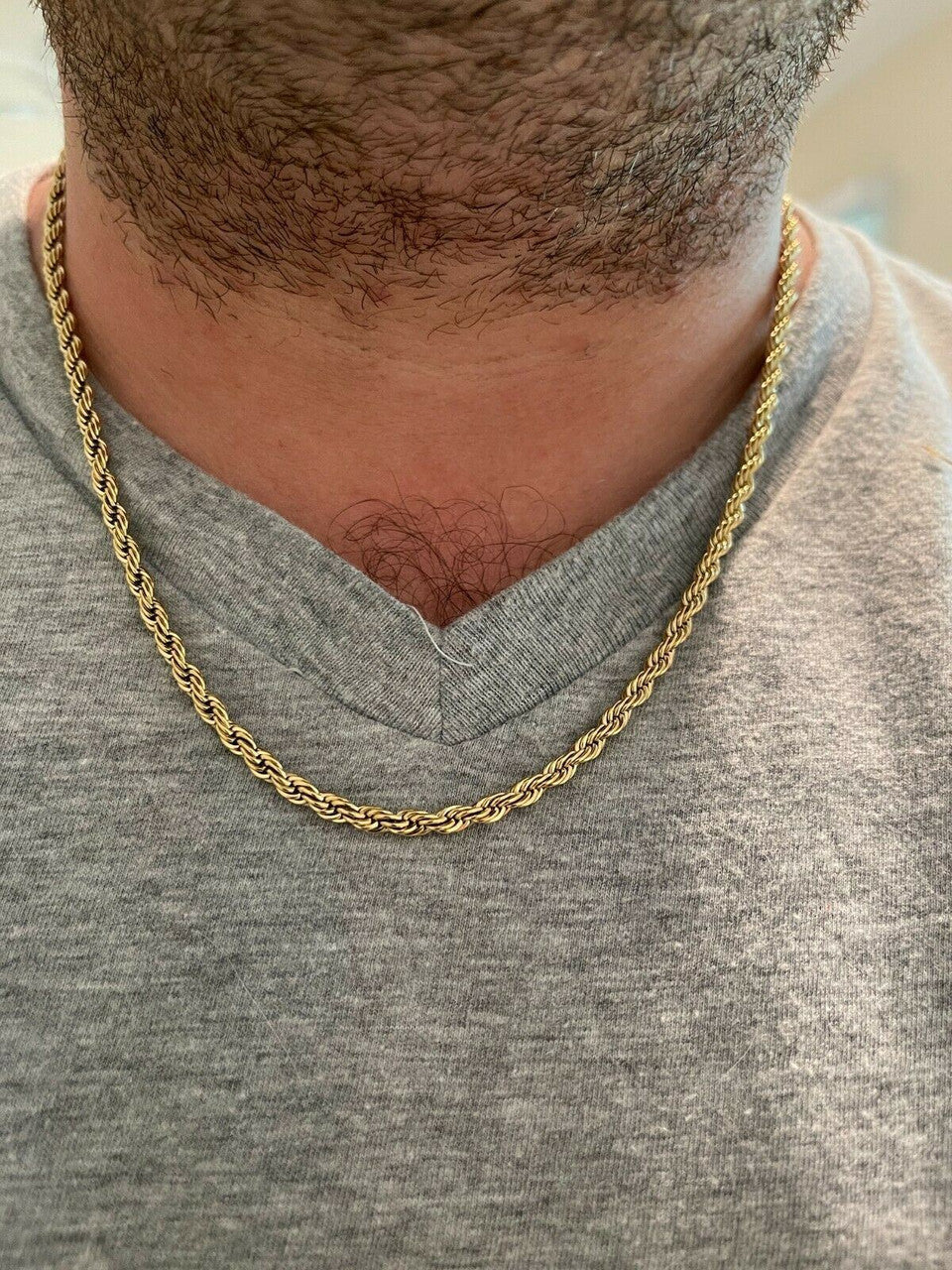 14k Yellow Gold 28.6g Solid Dimond Cut 4.5mm Rope Chin Necklce 18 For Sle t 1stDibs 14k Yellow Gold 28.6g Solid Dimond Cut 4.5mm Rope Chin Necklce 18 For Sle t 1stDibs