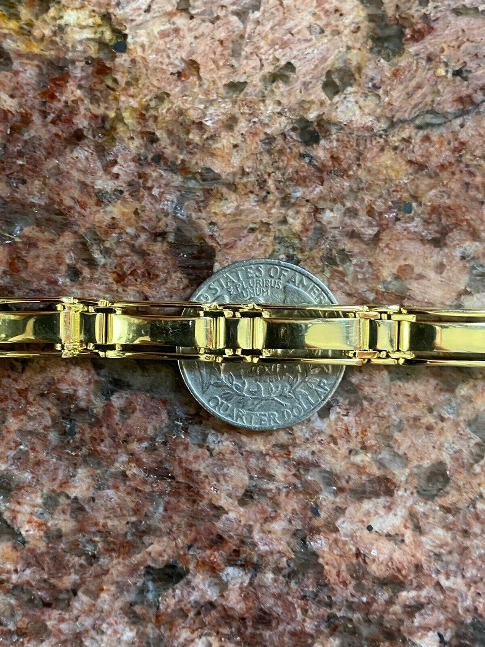 HarlemBling Mens Real Solid 14k Gold Over 925 Sterling Silver Presidential Link Bracelet