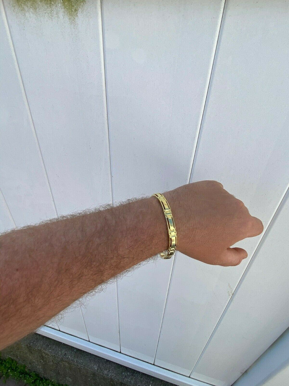 HarlemBling Mens Real Solid 14k Gold Over 925 Sterling Silver Presidential Link Bracelet