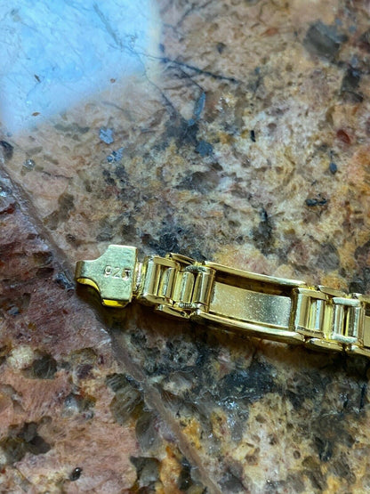 HarlemBling Mens Real Solid 14k Gold Over 925 Sterling Silver Presidential Link Bracelet