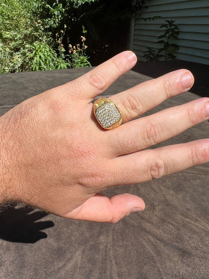 HarlemBling Mens Real Solid 925 14k Gold Plated Iced CZ Ring Hip Hop Size 7 8 9 10 11 12 13