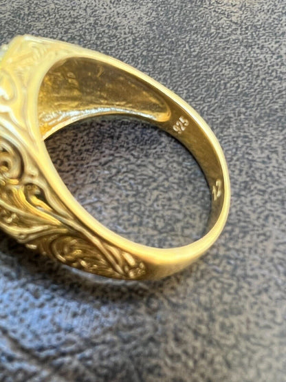 HarlemBling Mens Real Solid 925 14k Gold Plated Iced CZ Ring Hip Hop Size 7 8 9 10 11 12 13