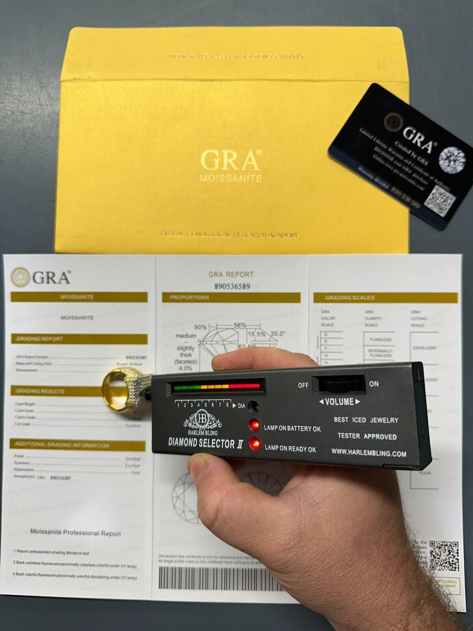 HarlemBling Men's Real Solid 925 Silver 14k Gold Plated MOISSANITE Large 3D Iced HipHop Ring