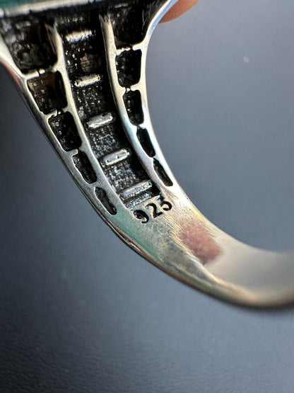 HarlemBling Mens Real Solid 925 Silver Blue Turquoise Natural Native American Gemstone Ring