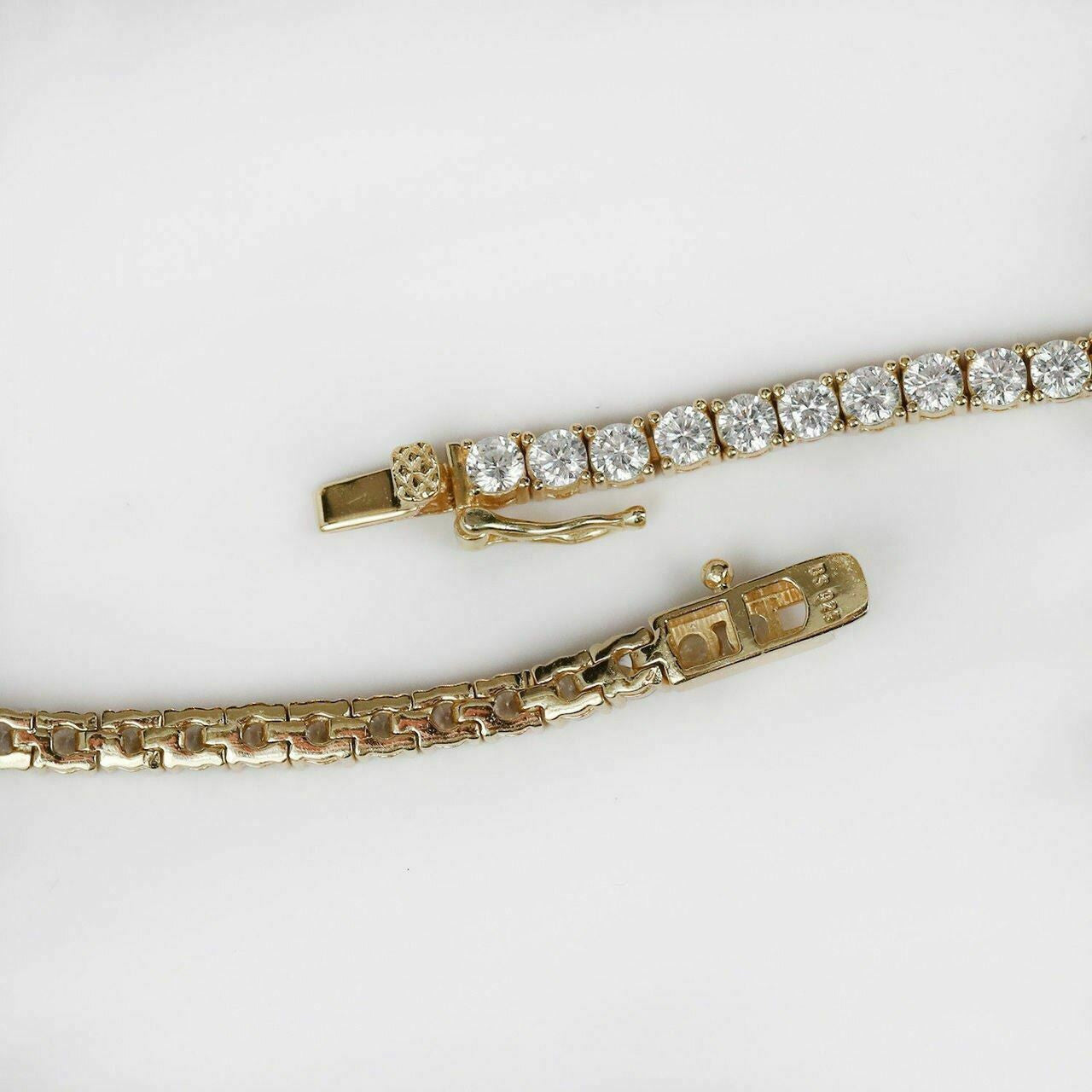 HarlemBling Mens Real Solid 925 Silver Cross W Tennis Chain Pendant Iced Icy Hip Hop Rapper