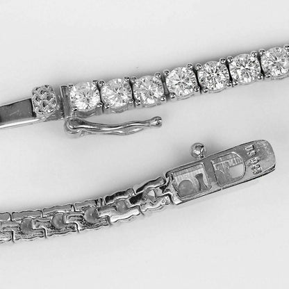 HarlemBling Mens Real Solid 925 Silver Cross W Tennis Chain Pendant Iced Icy Hip Hop Rapper