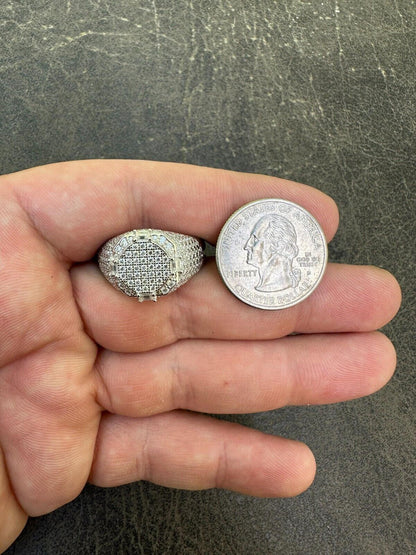 HarlemBling Men's Real Solid 925 Silver MOISSANITE Baguette Passes Tester Pinky RING Hip Hop