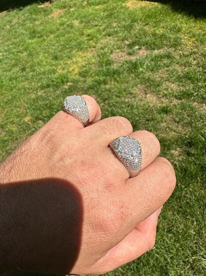 HarlemBling Men's Real Solid 925 Silver MOISSANITE Baguette Passes Tester Pinky RING Hip Hop