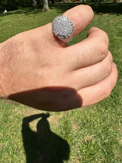 HarlemBling Men's Real Solid 925 Silver MOISSANITE Baguette Passes Tester Pinky RING Hip Hop