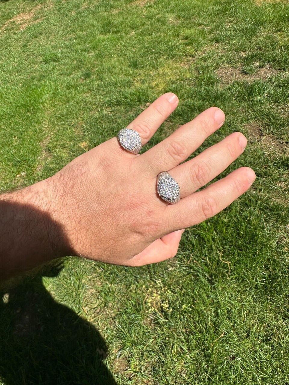 HarlemBling Men's Real Solid 925 Silver MOISSANITE Baguette Passes Tester Pinky RING Hip Hop