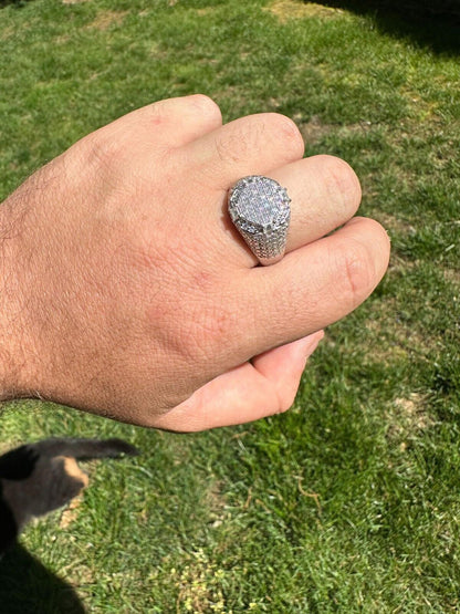 HarlemBling Men's Real Solid 925 Silver MOISSANITE Baguette Passes Tester Pinky RING Hip Hop