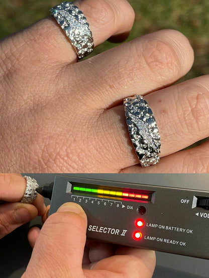 HarlemBling Mens REAL Solid 925 Silver Nugget Band Ring Iced Moissanite Pass Diamond Tester