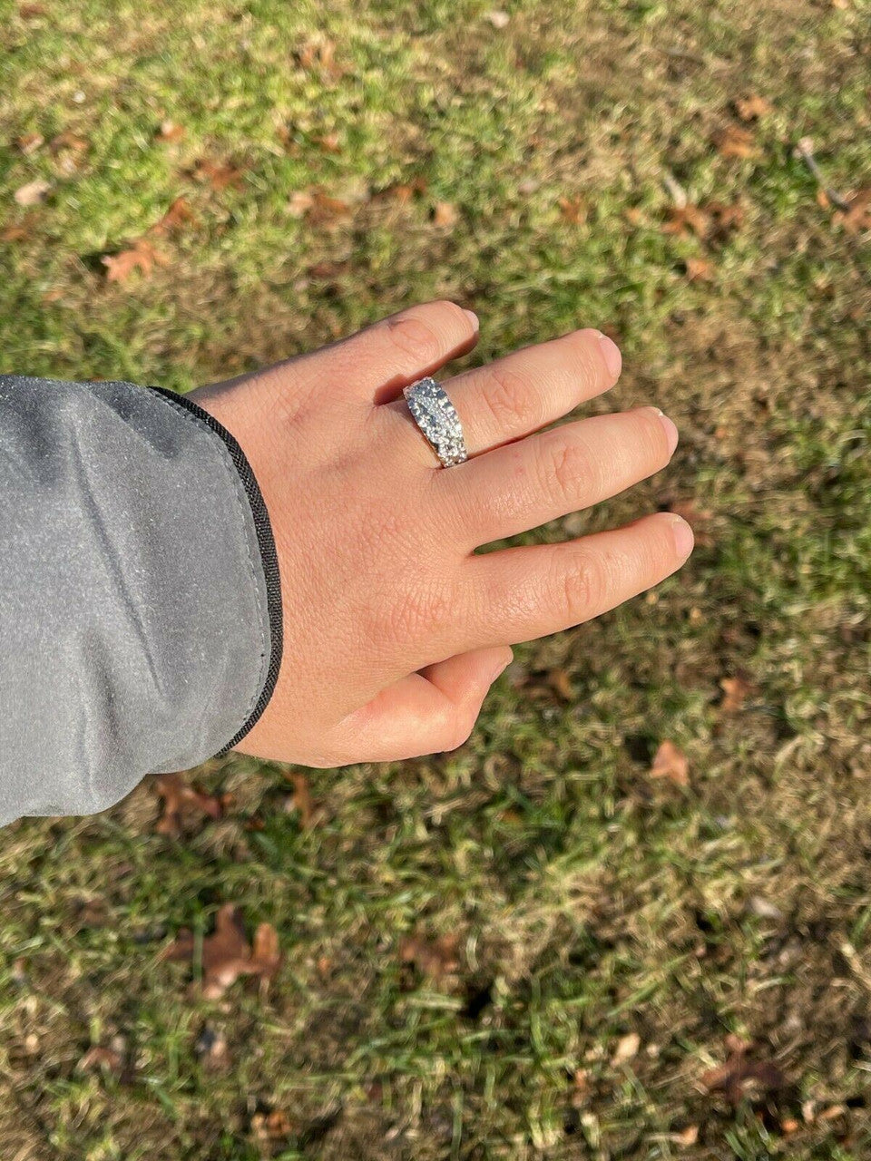 HarlemBling Mens REAL Solid 925 Silver Nugget Band Ring Iced Moissanite Pass Diamond Tester