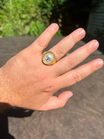 HarlemBling Mens Real Solid 925 Sterling Silver 14k Gold Vermeil Medusa Hip Hop Ring Sz 7-13