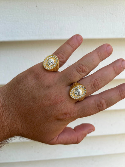 HarlemBling Mens Real Solid 925 Sterling Silver 14k Gold Vermeil Medusa Hip Hop Ring Sz 7-13