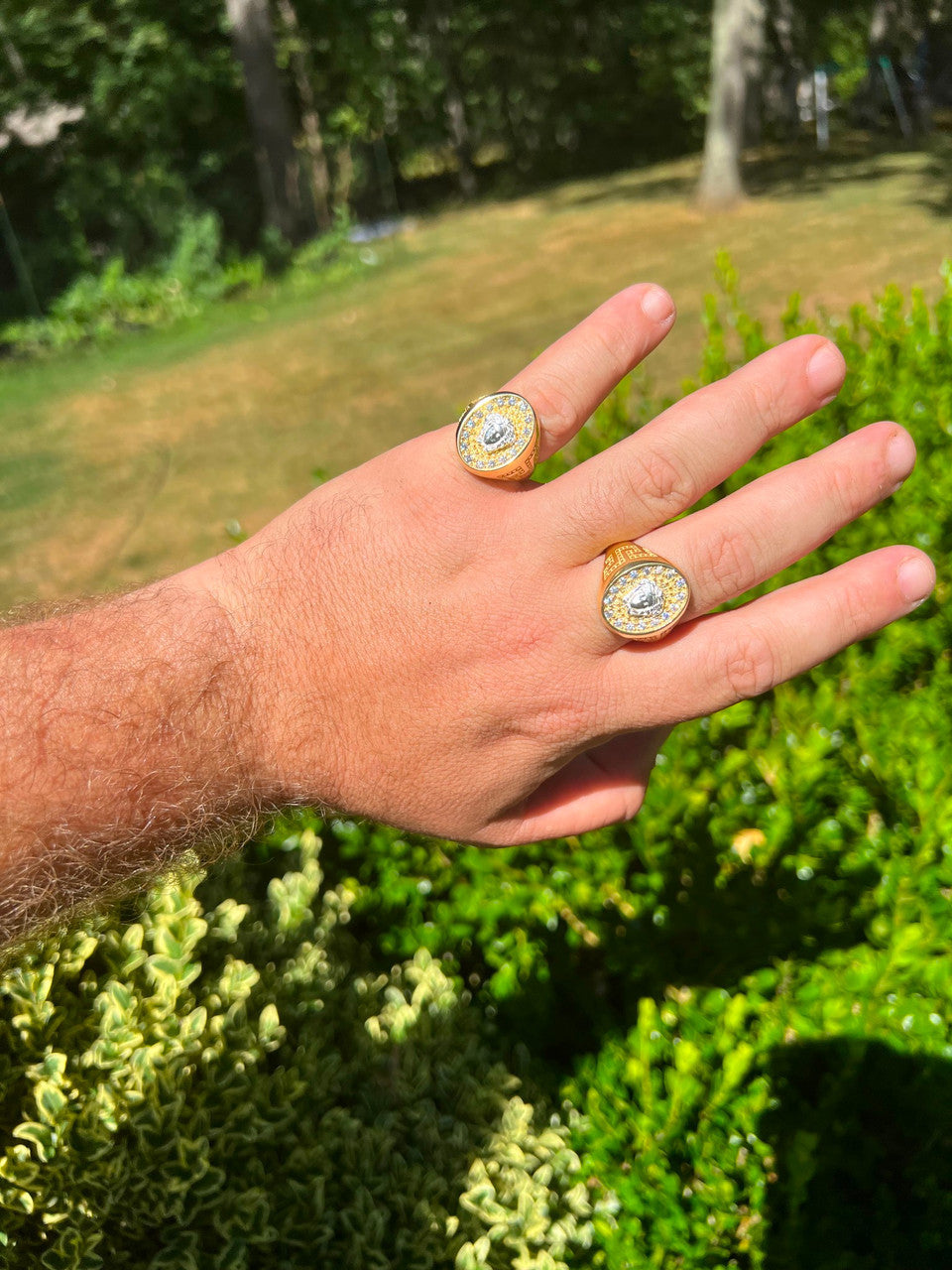 HarlemBling Mens Real Solid 925 Sterling Silver 14k Gold Vermeil Medusa Hip Hop Ring Sz 7-13