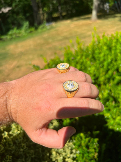 HarlemBling Mens Real Solid 925 Sterling Silver 14k Gold Vermeil Medusa Hip Hop Ring Sz 7-13