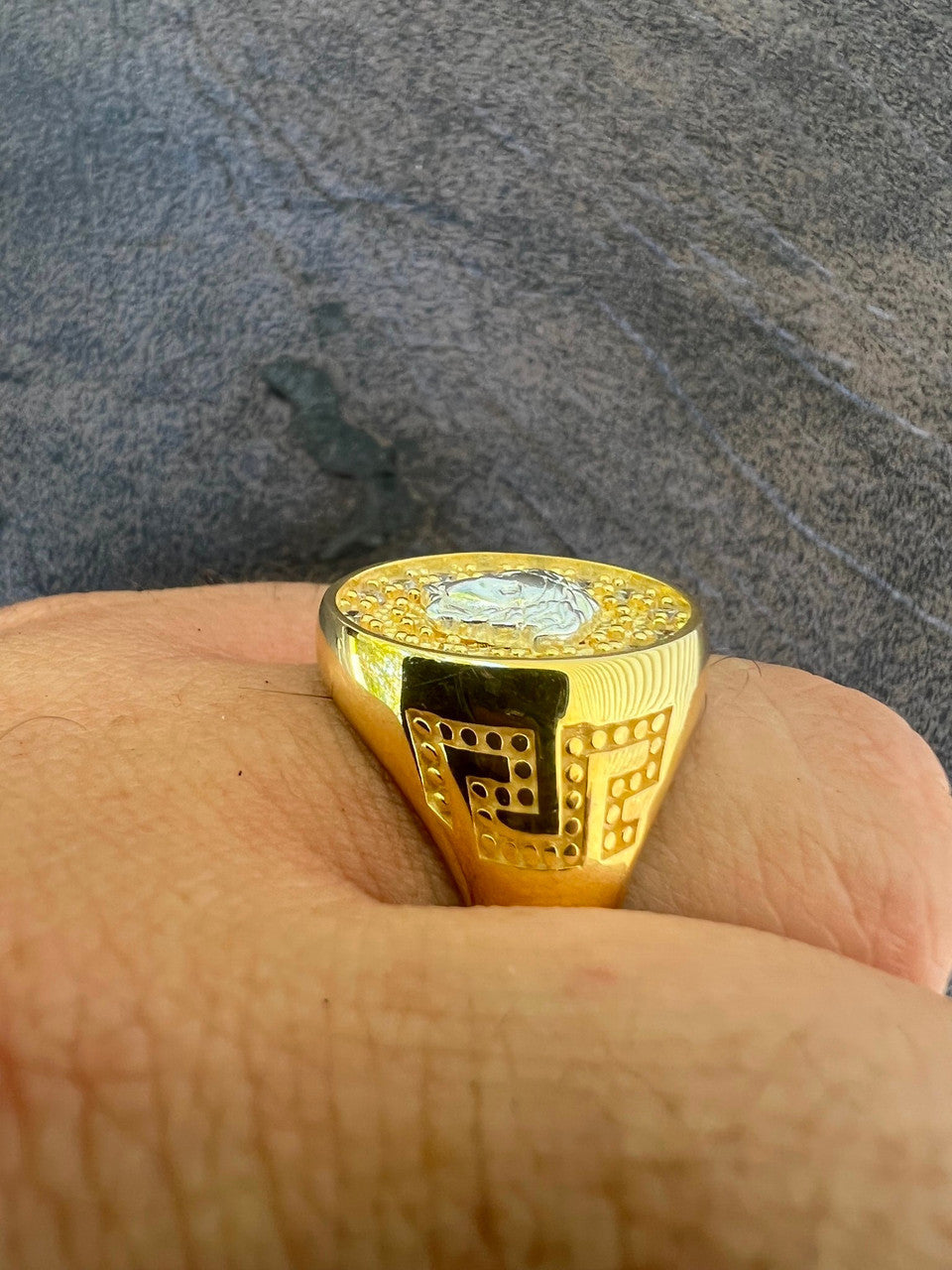 HarlemBling Mens Real Solid 925 Sterling Silver 14k Gold Vermeil Medusa Hip Hop Ring Sz 7-13