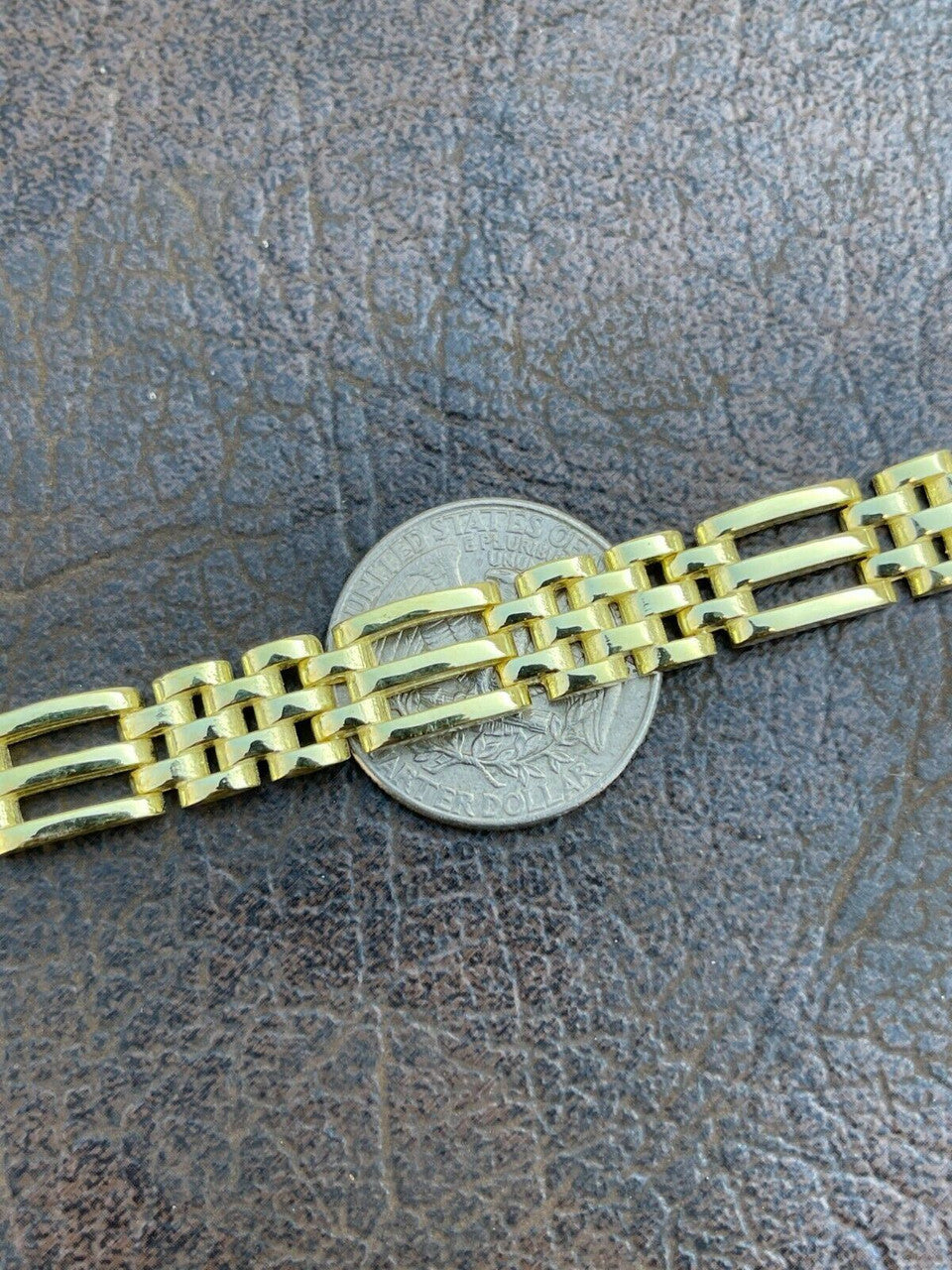 HarlemBling Mens Real Solid 925 Sterling Silver 14k Gold Vermeil Panther Link Bracelet 10mm