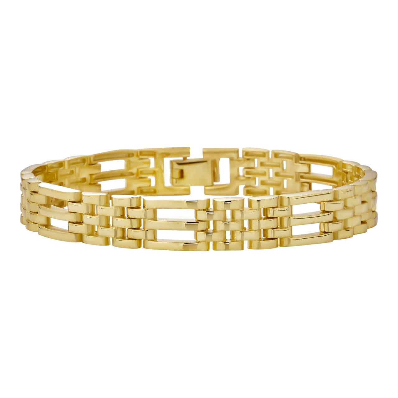 HarlemBling Mens Real Solid 925 Sterling Silver 14k Gold Vermeil Panther Link Bracelet 10mm