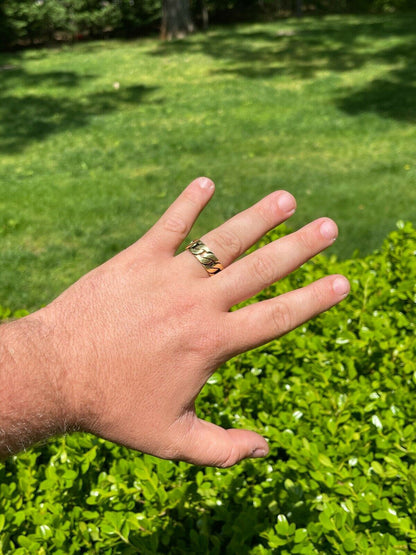 HarlemBling Mens Real Solid 925 Sterling Silver 14k Gold Vermeil Ring Miami Cuban Link Band