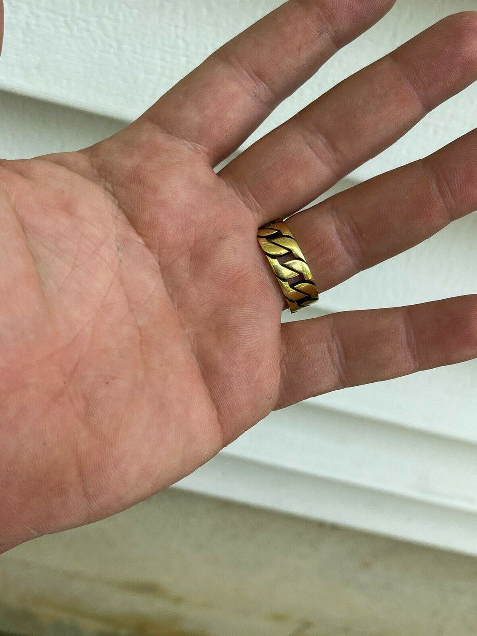 HarlemBling Mens Real Solid 925 Sterling Silver 14k Gold Vermeil Ring Miami Cuban Link Band