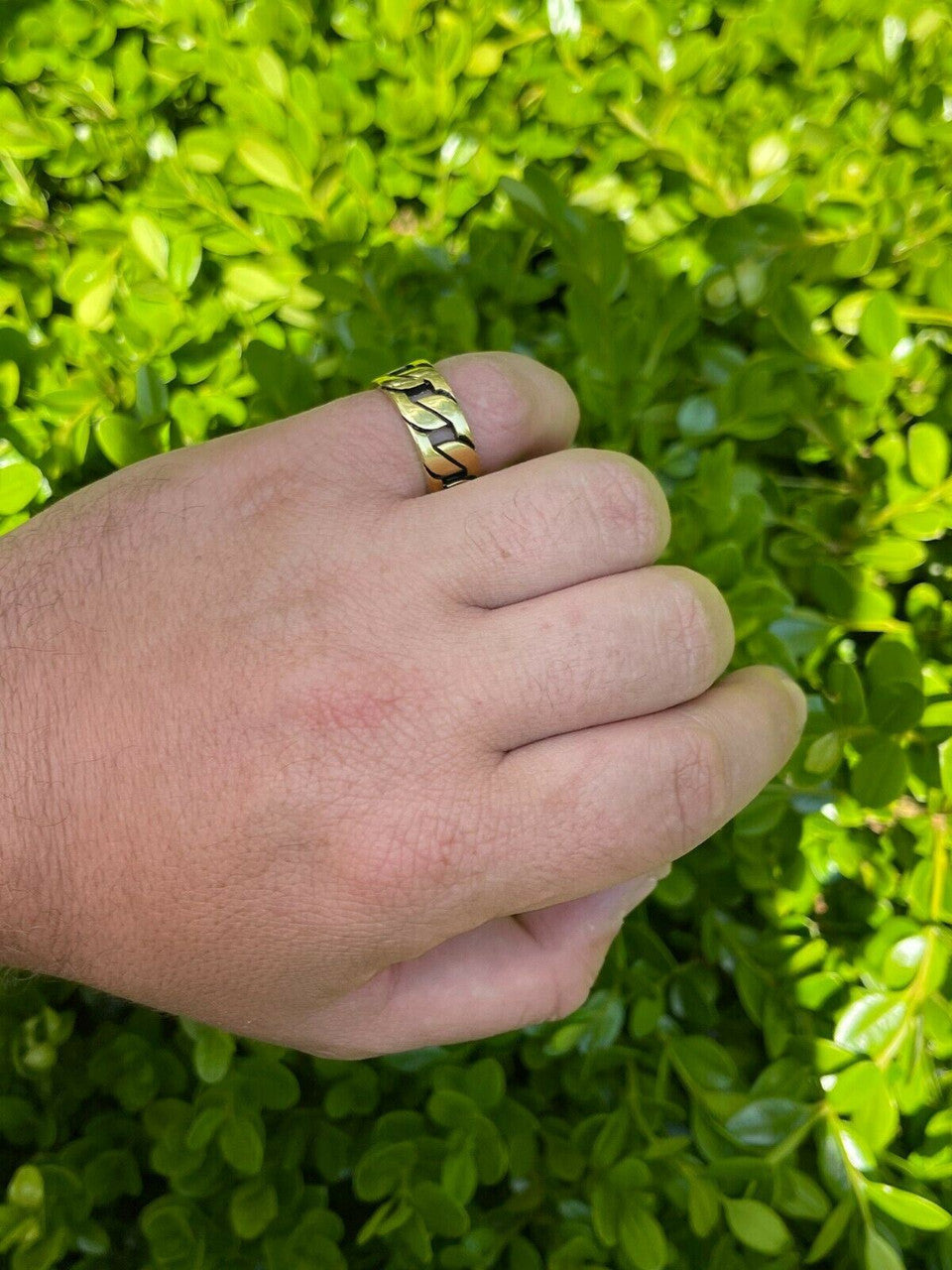 HarlemBling Mens Real Solid 925 Sterling Silver 14k Gold Vermeil Ring Miami Cuban Link Band