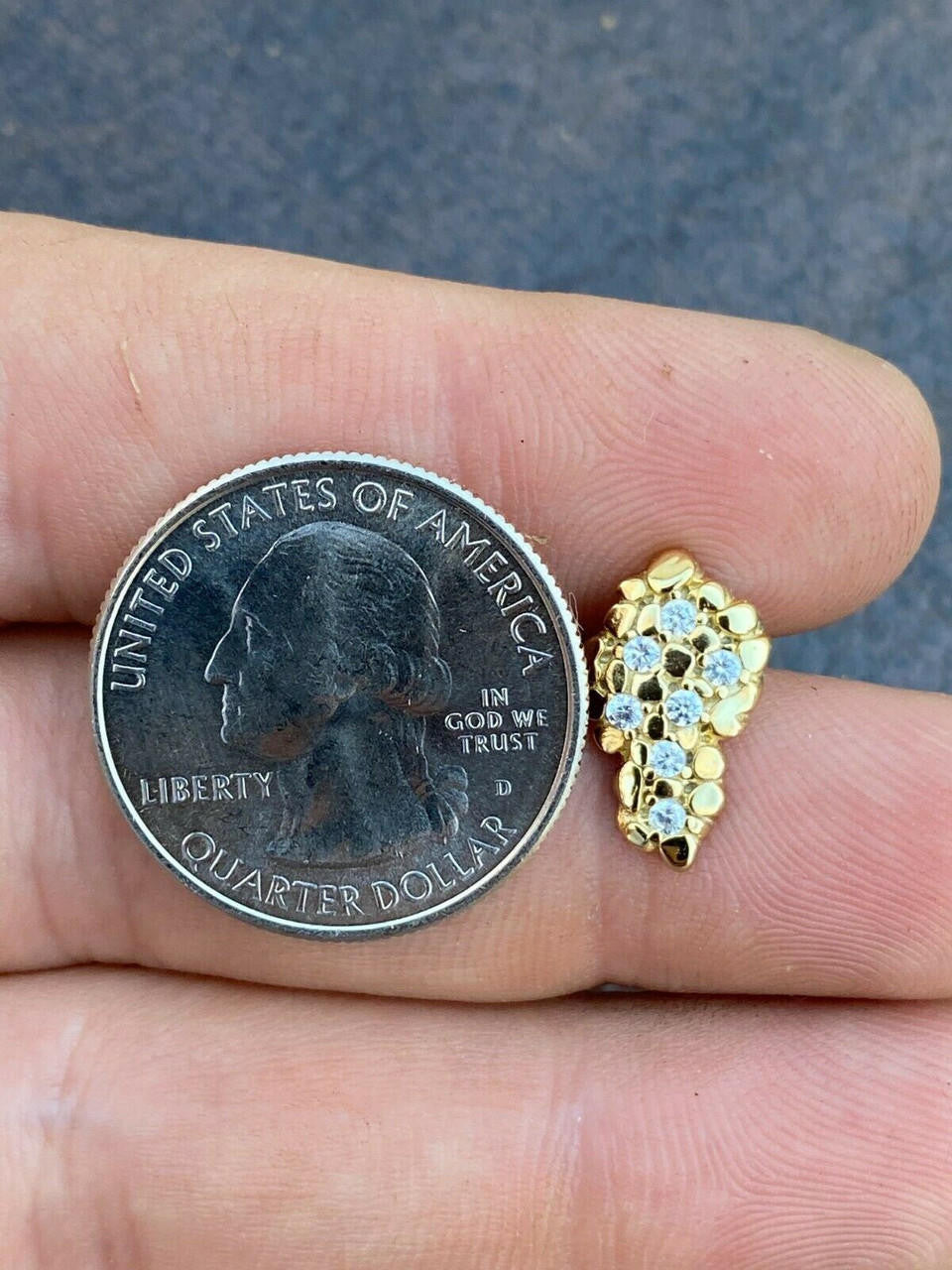 HarlemBling Mens Real Solid 925 Sterling Silver and 14k Gold Nugget Earrings Large Iced Studs