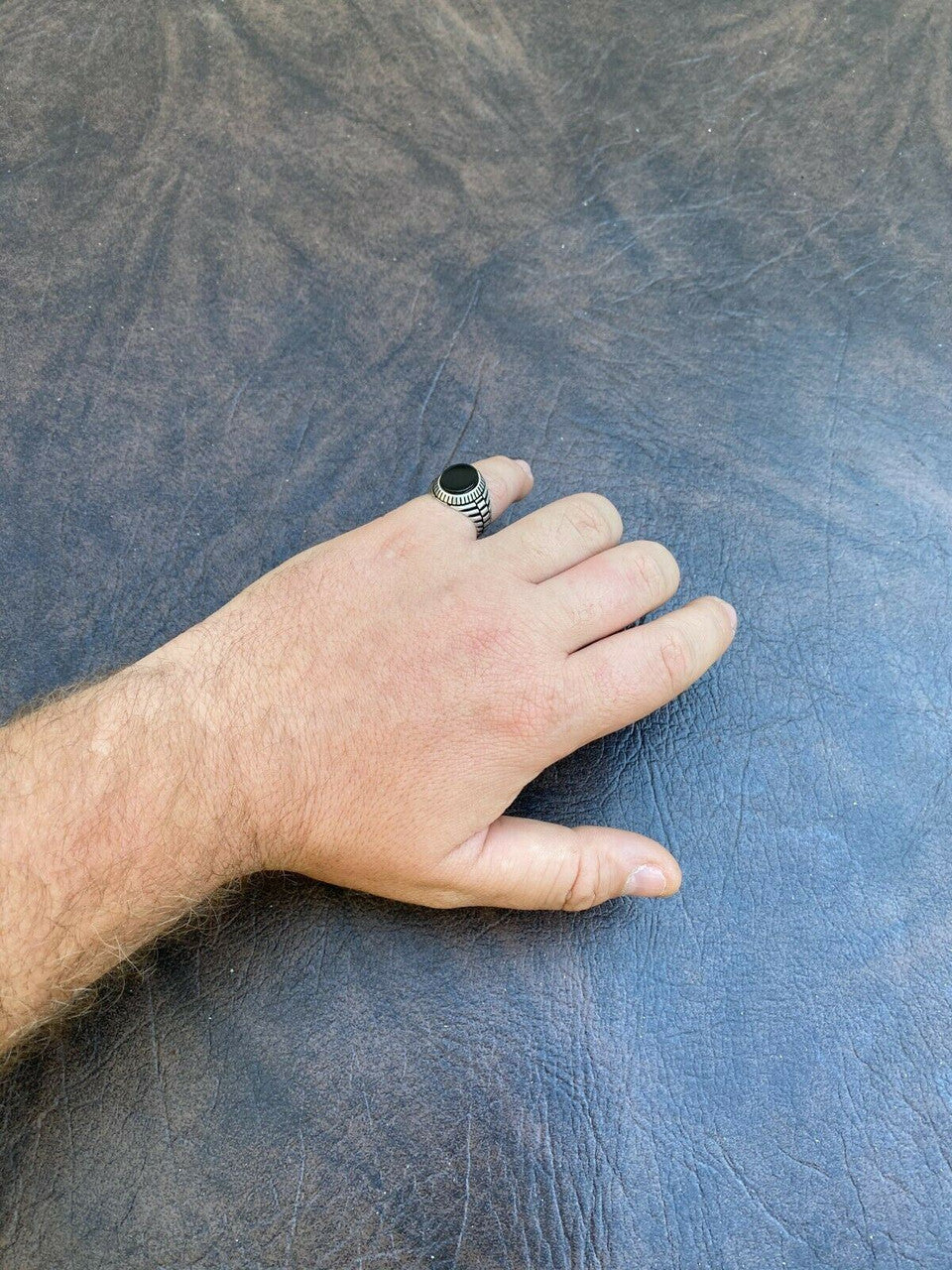 HarlemBling Mens Real Solid 925 Sterling Silver Black Onyx Signet Ring Round Pinky Sz 7-13