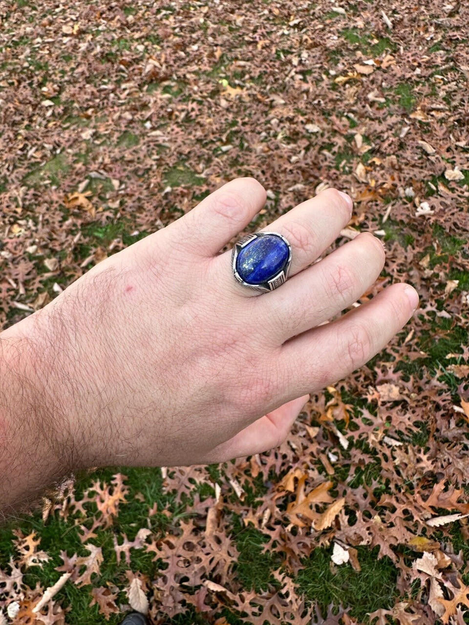 925 Silver Oxidized - Genuine Lapis Lazuli Mens Ring – Harlembling