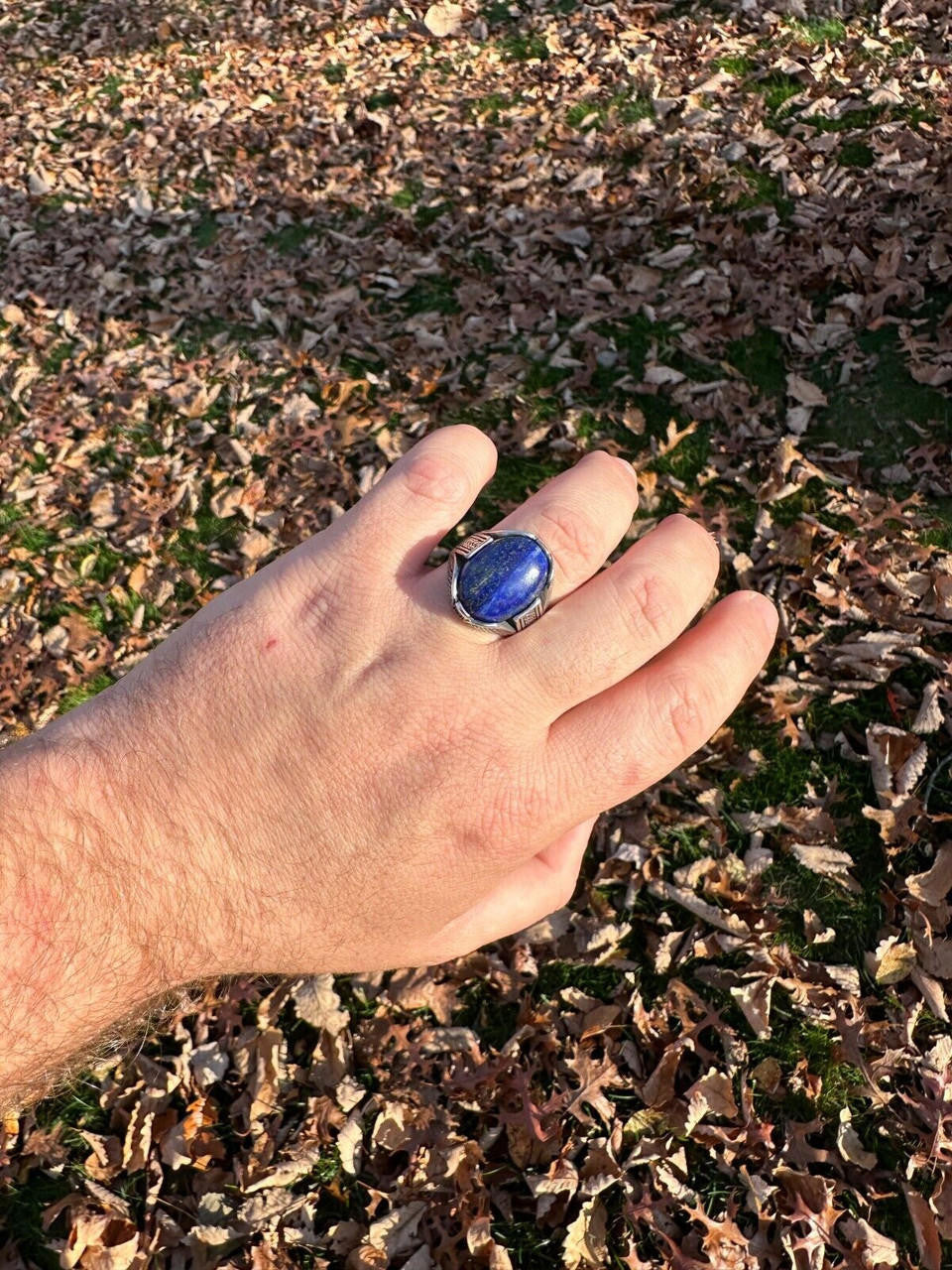 HarlemBling Mens Real Solid 925 Sterling Silver Blue Lapis Lazuli Gemstone Ring Sizes 6-13