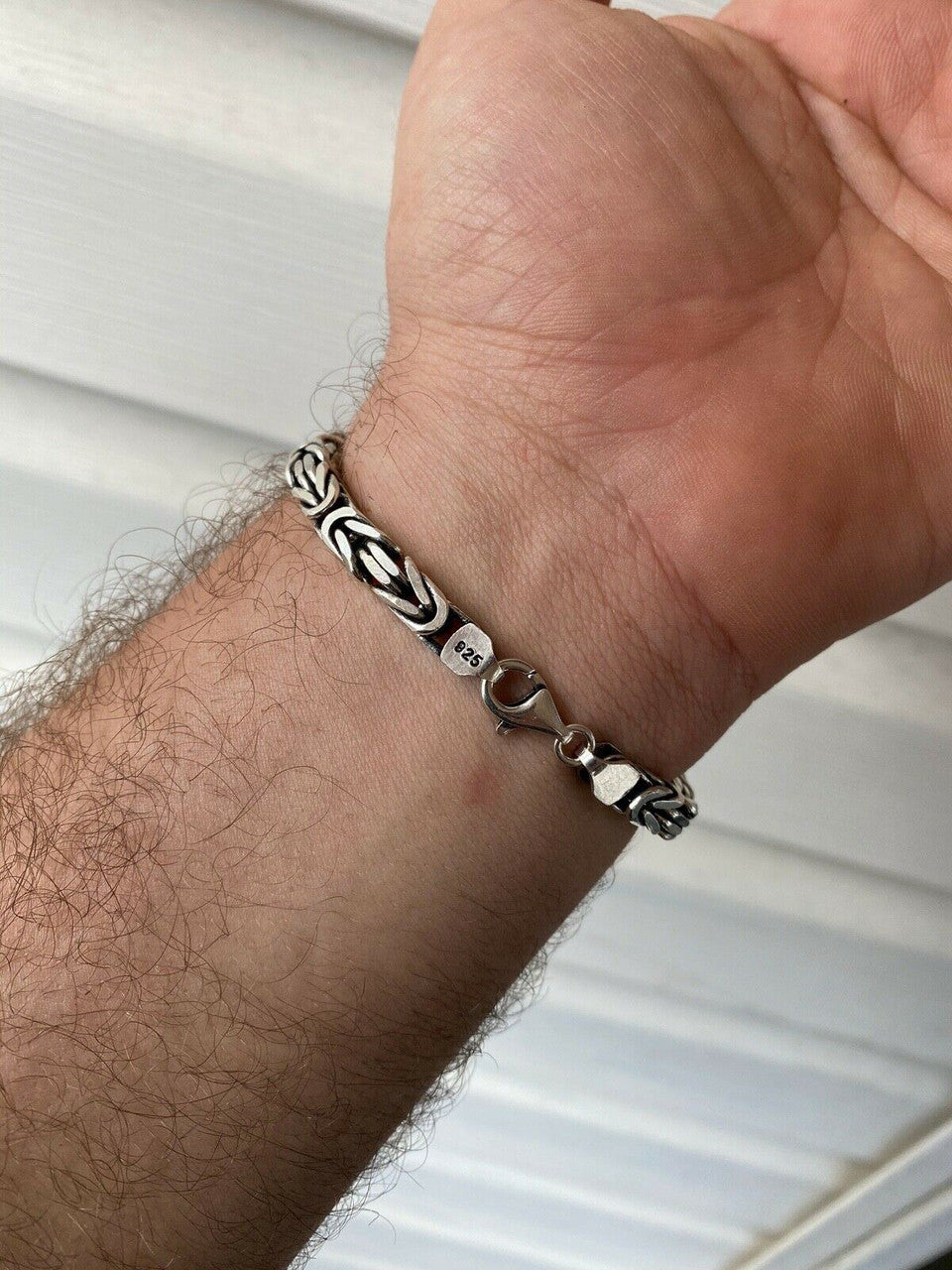 HarlemBling Mens Real Solid 925 Sterling Silver Byzantine Bracelet 6mm 31 Grams 7.5 Heavy