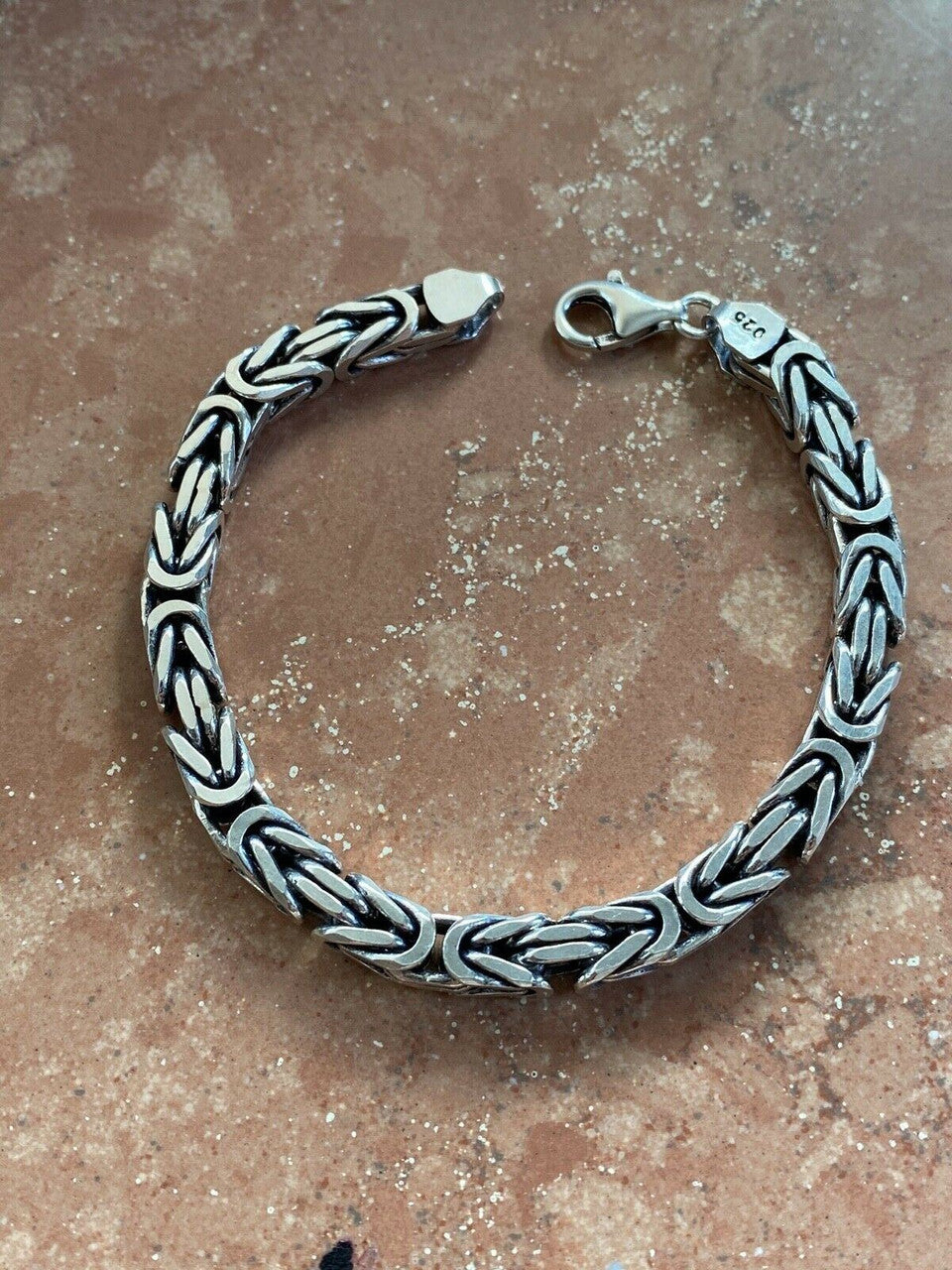 HarlemBling Mens Real Solid 925 Sterling Silver Byzantine Bracelet 6mm 31 Grams 7.5 Heavy