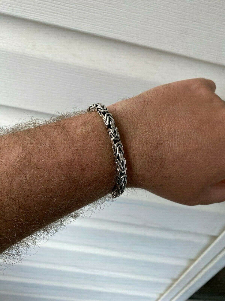 HarlemBling Mens Real Solid 925 Sterling Silver Byzantine Bracelet 6mm 31 Grams 7.5 Heavy