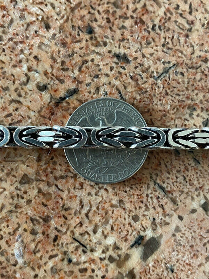 HarlemBling Mens Real Solid 925 Sterling Silver Byzantine Bracelet 6mm 31 Grams 7.5 Heavy