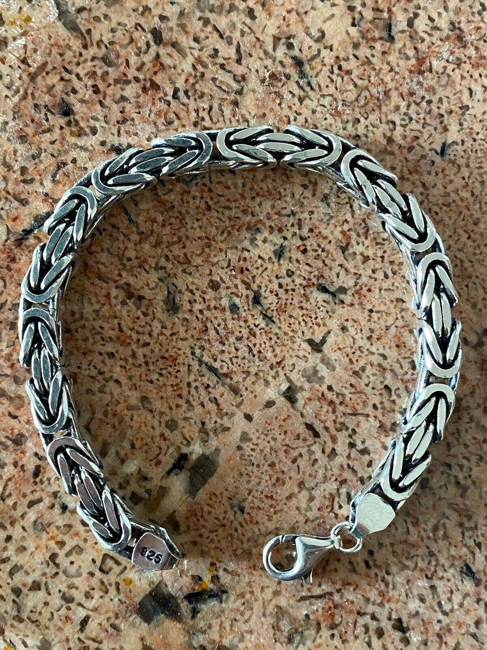 HarlemBling Mens Real Solid 925 Sterling Silver Byzantine Bracelet 6mm 31 Grams 7.5 Heavy