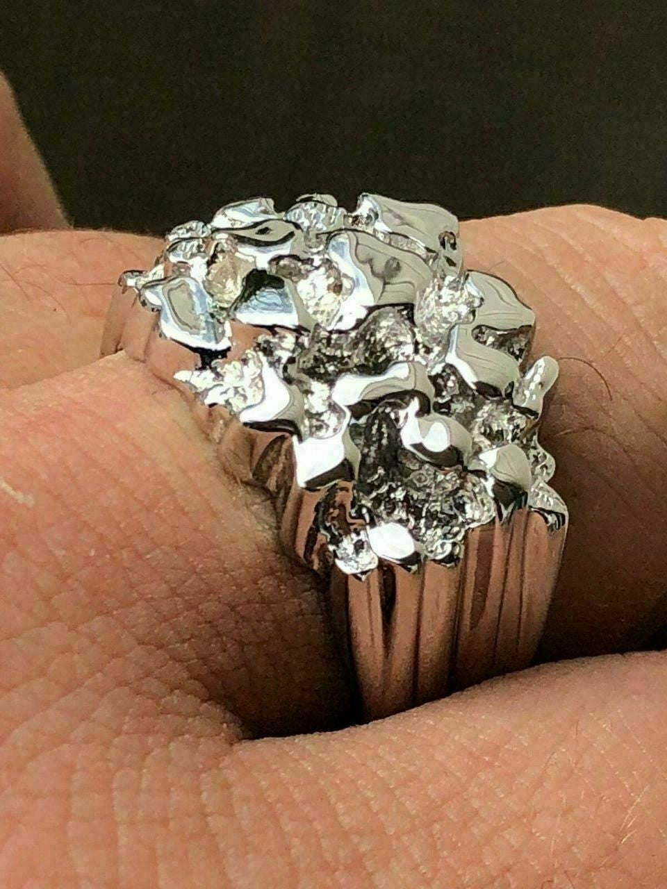HarlemBling Mens REAL Solid 925 Sterling Silver Heavy Nugget Ring