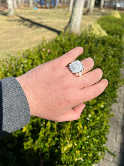 HarlemBling Mens Real Solid 925 Sterling Silver Ice Diamond Ring Hip Hop Pinky Or Any Finger