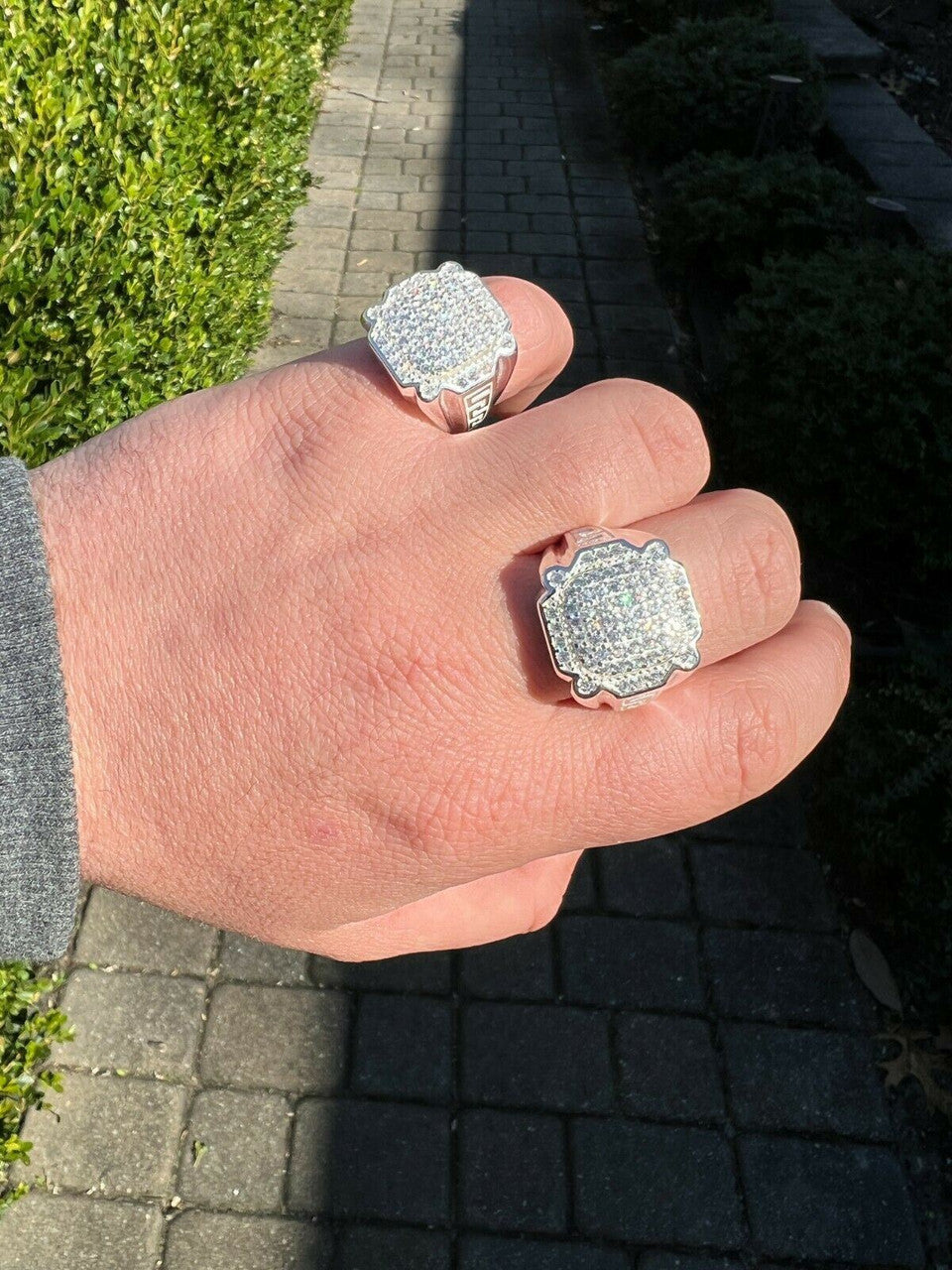 HarlemBling Mens Real Solid 925 Sterling Silver Ice Diamond Ring Hip Hop Pinky Or Any Finger